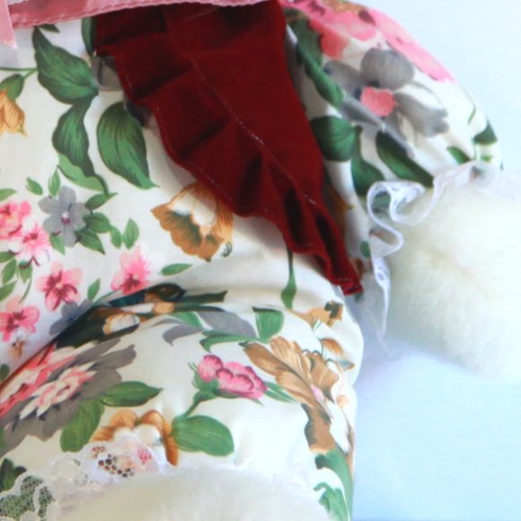 White Teddy Bear with Floral Pattern Clothing with Vest 23" - Picture 4 of 4